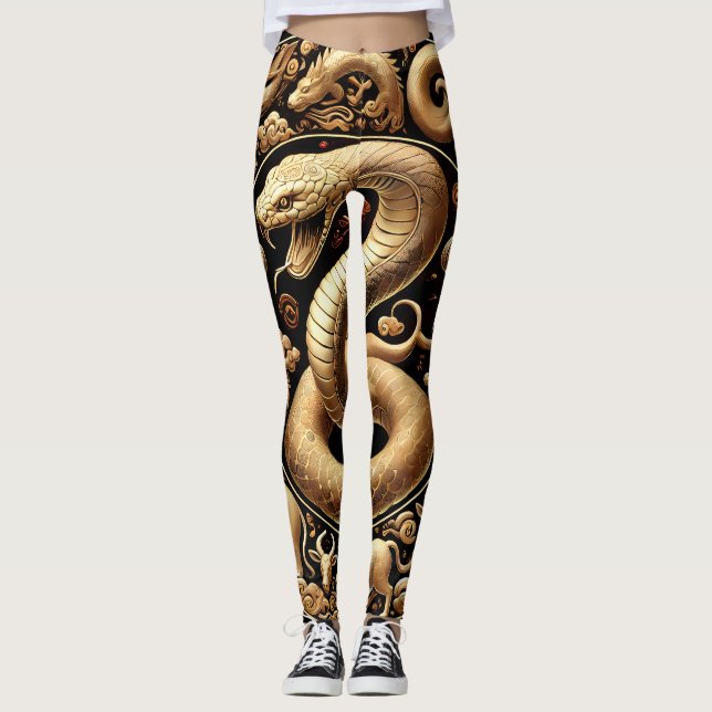 Golden Snake Chinese New Year  Leggings (Front)