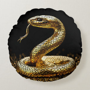🐍 Golden Snake Mystical Round Decor Pillow ✨