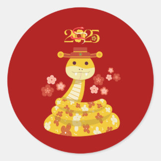 Golden Snake with Flowers Sticker | Lunar New Year