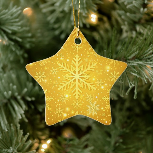 Golden Snow Ceramic Ornament (Tree)