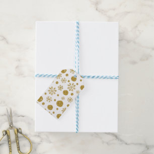 Golden Snow Flakes 1 Gift Tags