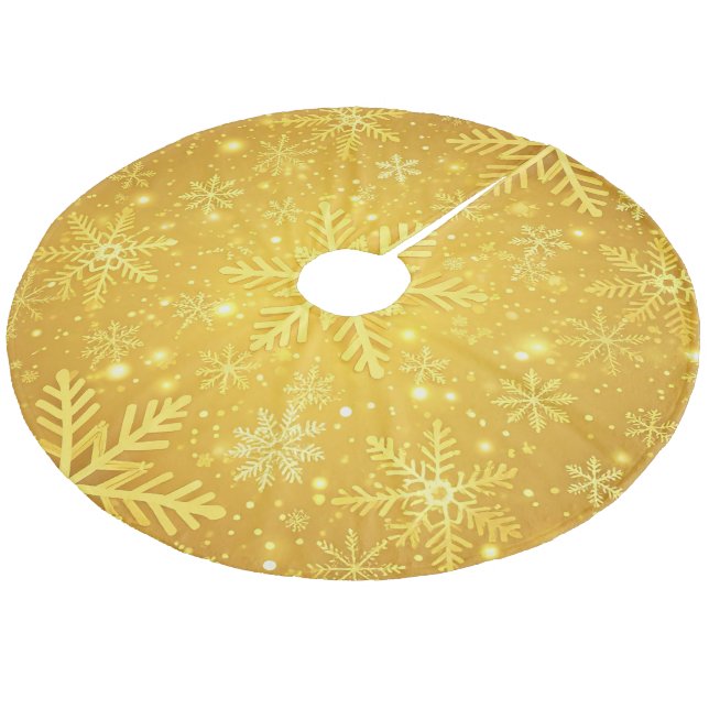 Golden Snow Fleece Tree Skirt (Angled)