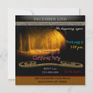 Golden Snow Holiday Noël Party Invitation