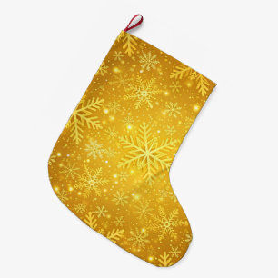 Golden Snow Large Christmas Stocking