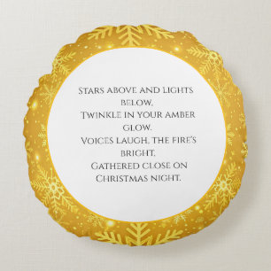 Golden Snow Round Pillow