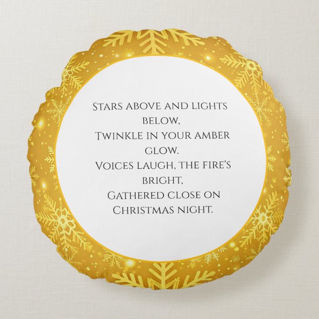 Golden Snow Round Pillow (Front)
