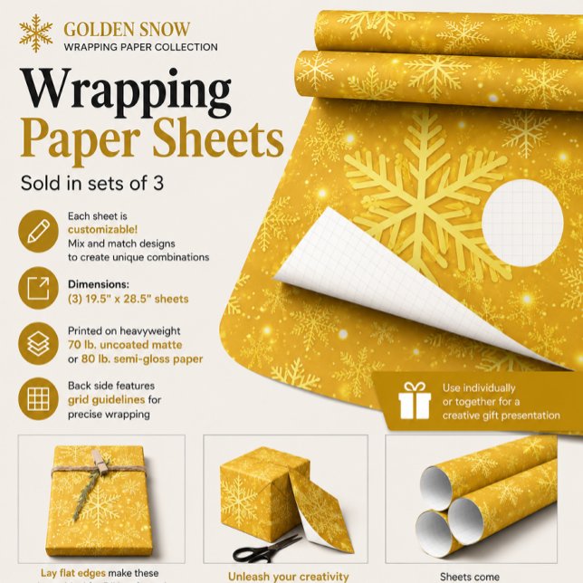 Golden Snow Wrapping Paper Sheet (Creator Uploaded)