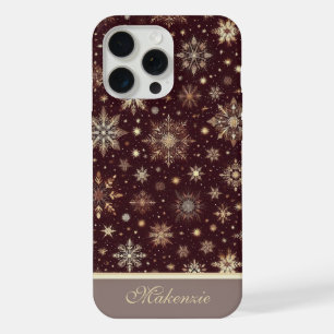 Golden Snowfall: Christmas’s Shimmering Elegance iPhone 15 Pro Max Case
