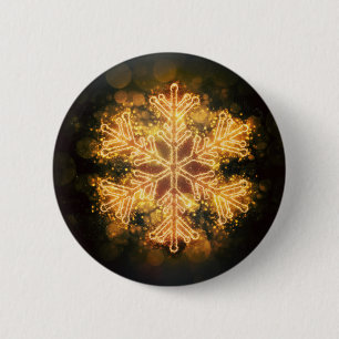 Golden Snowflake 2 Inch Round Button