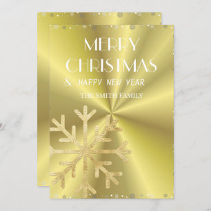 Golden snowflake and golden elegant background holiday card