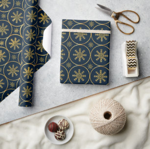 Golden Snowflake Christmas gift wrapping paper 