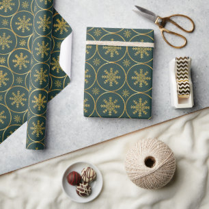 Golden Snowflake Christmas gift wrapping paper