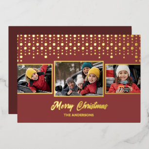 Golden Snowflake Christmas Photo Foil Holiday Card