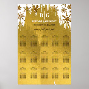 Golden Snowflake Christmas Wedding Seating Chart