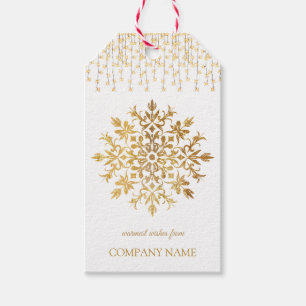 Golden snowflake, Company   Gold Christmas Gift Tags
