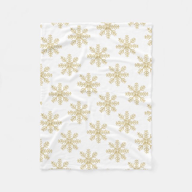 Golden Snowflake Fleece Blanket (Front)