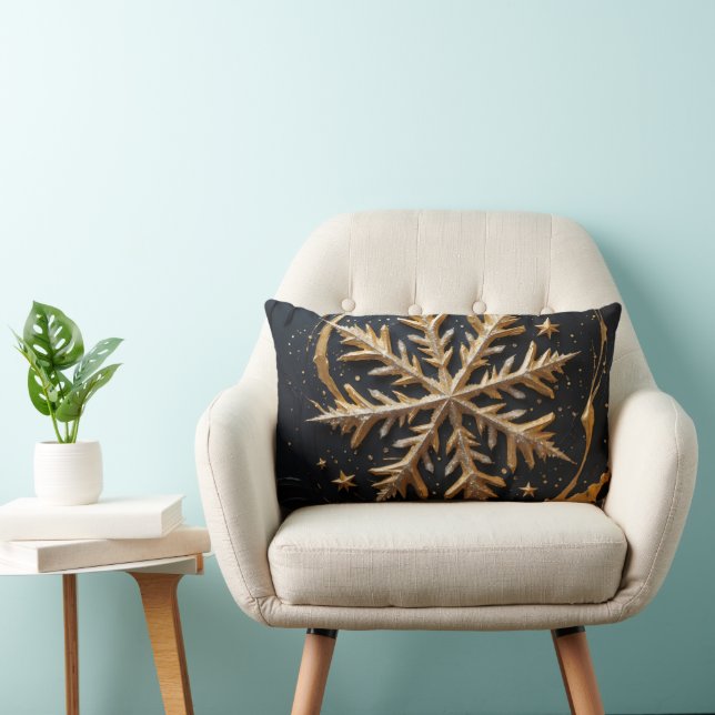 Golden Snowflake Glamour Throw Pillow (Chair)