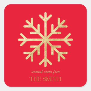 Golden snowflake, Merry Christmas  Square Sticker