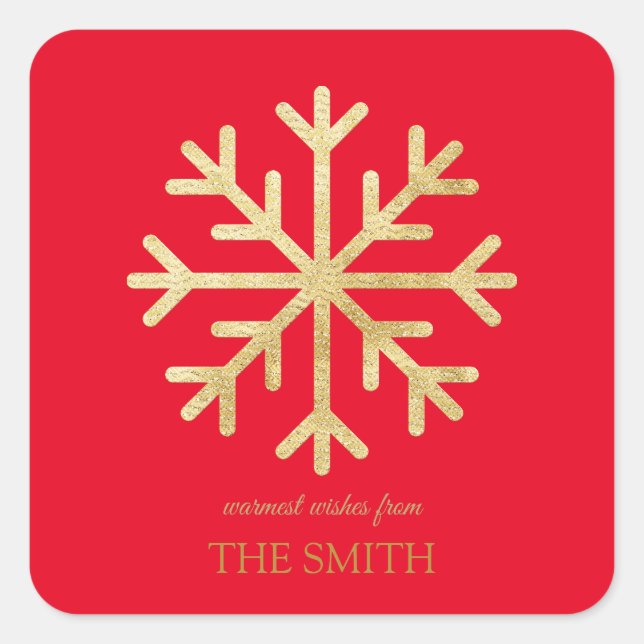 Golden snowflake, Merry Christmas  Square Sticker (Front)