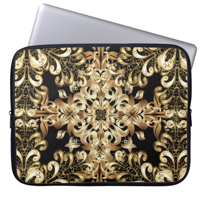 Golden snowflake simple seamless pattern. Vintage  Laptop Sleeve (Front)