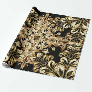 Golden snowflake simple seamless pattern. Vintage Wrapping Paper