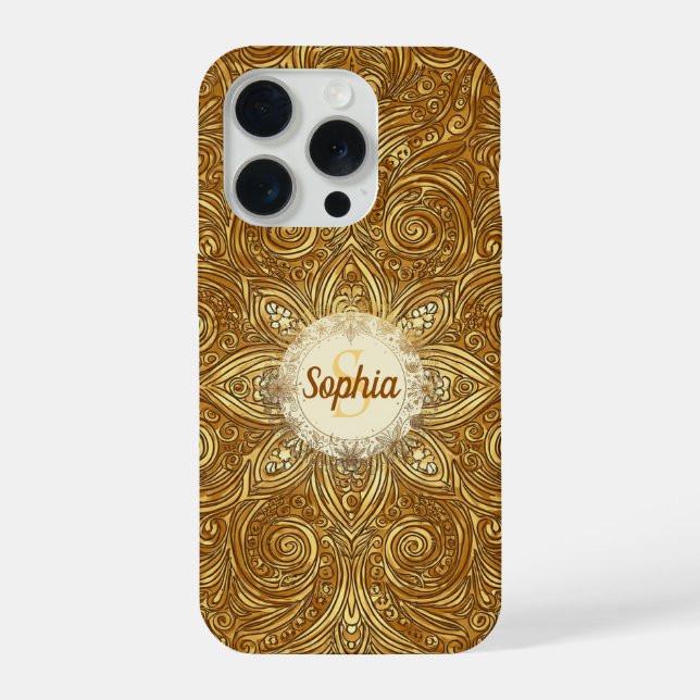 Golden Snowflake Swirl iPhone Case (Back)