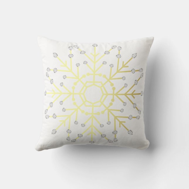 Golden Snowflake  Throw Pillow (Back)