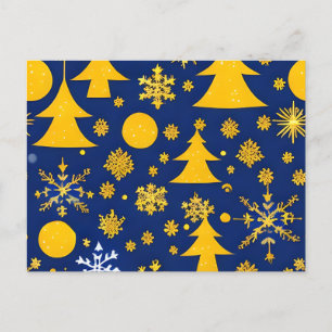 Golden Snowflakes and Trees Festive Card