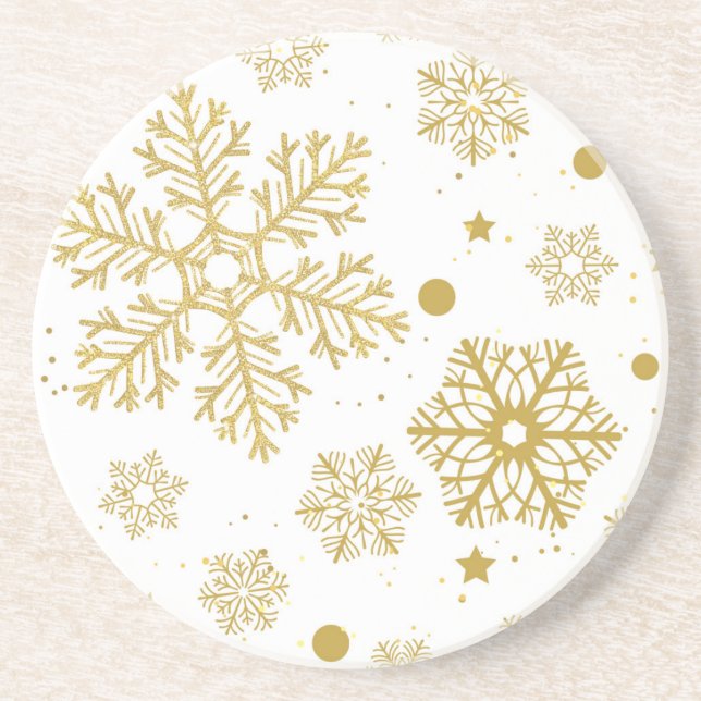 Golden snowflakes coaster (Front)