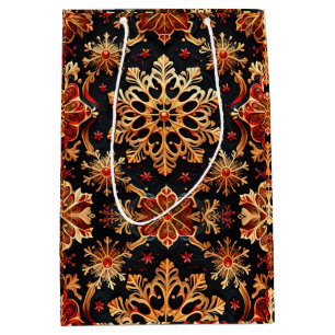 Golden Snowflakes Elegant  Winter holidays Design  Medium Gift Bag