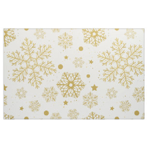 Golden snowflakes fabric