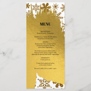 Golden Snowflakes Festive Christmas Wedding Menu