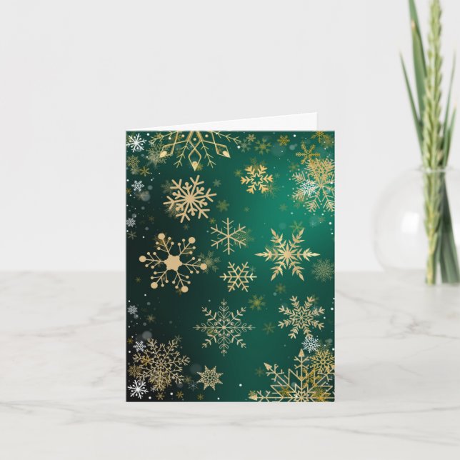 Golden Snowflakes  Holiday Card (Front)