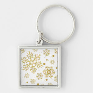 Golden snowflakes keychain