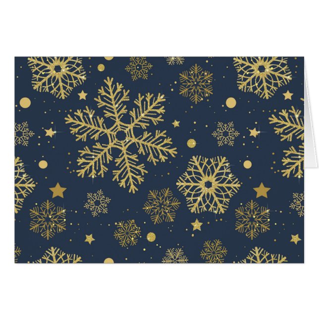 Golden snowflakes on navy (Front Horizontal)