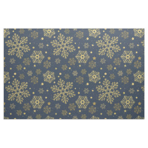 Golden snowflakes on navy fabric