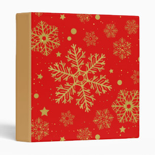 Golden snowflakes on red binder