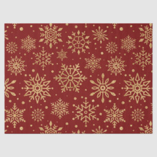 Golden Snowflakes on Red - Classic Christmas Tissue Paper