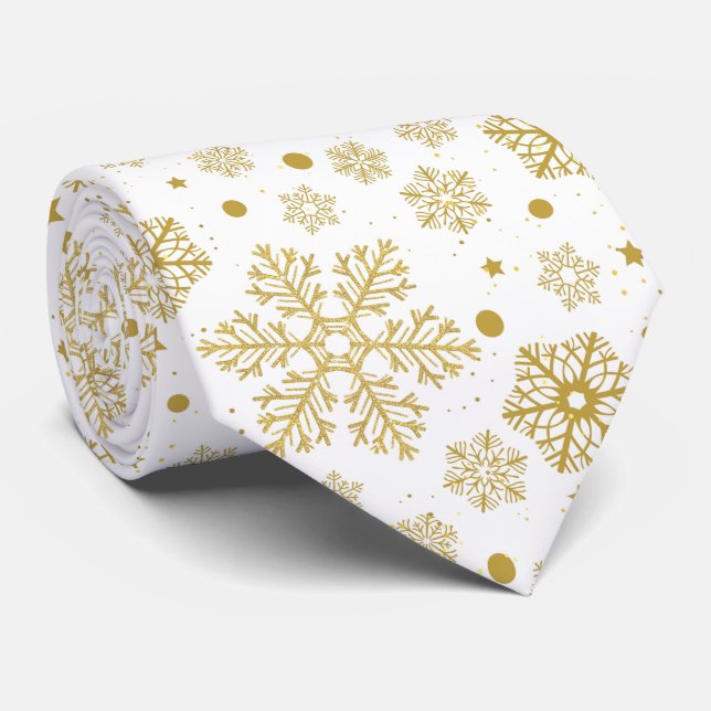 Golden snowflakes tie (Rolled)