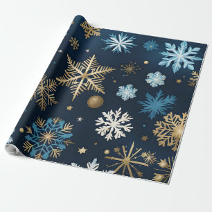 golden snowflakes  wrapping paper