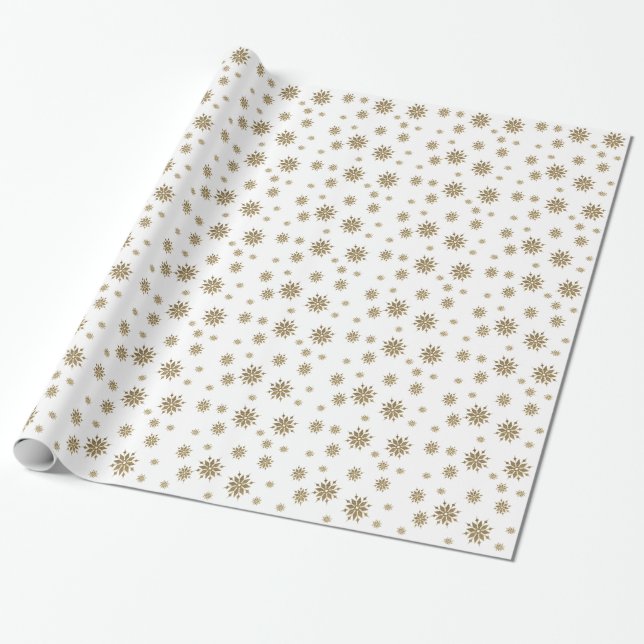 Golden snowflakes wrapping paper (Unrolled)