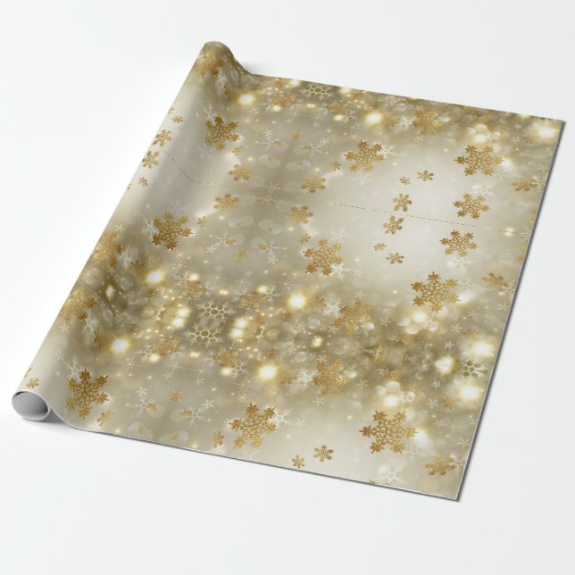 golden snowflakes wrapping paper (Unrolled)