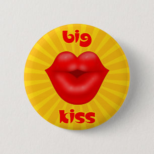 Golden Solar Rays Red lips big kiss 2 Inch Round Button