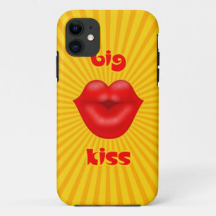 Golden Solar Rays Red lips big kiss iPhone 11 Case