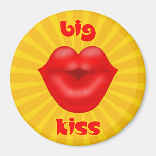 Golden Solar Rays Red lips big kiss Magnet
