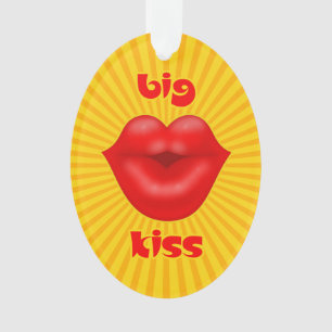 Golden Solar Rays Red lips big kiss Ornament