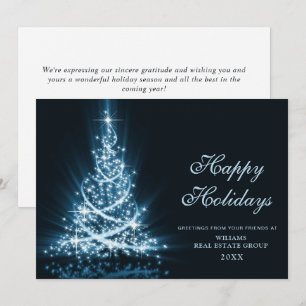 Golden Sparkle Christmas Tree Corporate Greeting Holiday Card