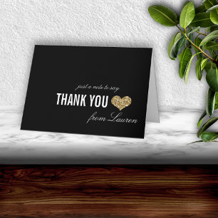 Golden Sparkle Sweet 16 Thank You Card