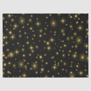 Golden Sparkles and Stars in Night Sky Tissue Paper