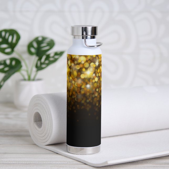 Golden Sparkling Bokeh Stars Beautiful Water Bottle (Yoga)